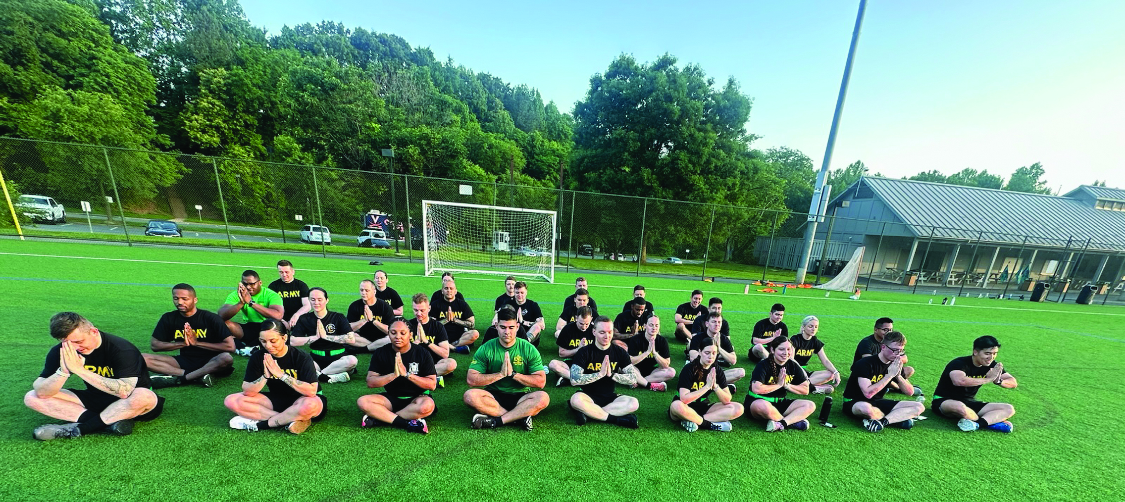 The Advanced Leader Course Class, 27D Noncommissioned Officer Academy, attends physical training at The Judge Advocate General’s Legal Center and School in Charlottesville, VA. (Credit: SFC Maria Green)